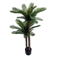 Vente en gros de palmier sago artificiel de 1,2 m, plante de cycas artificielle à double tête de 4 pieds en pot pour la décoration intérieure et extérieure des maisons et des hôtels tropicaux