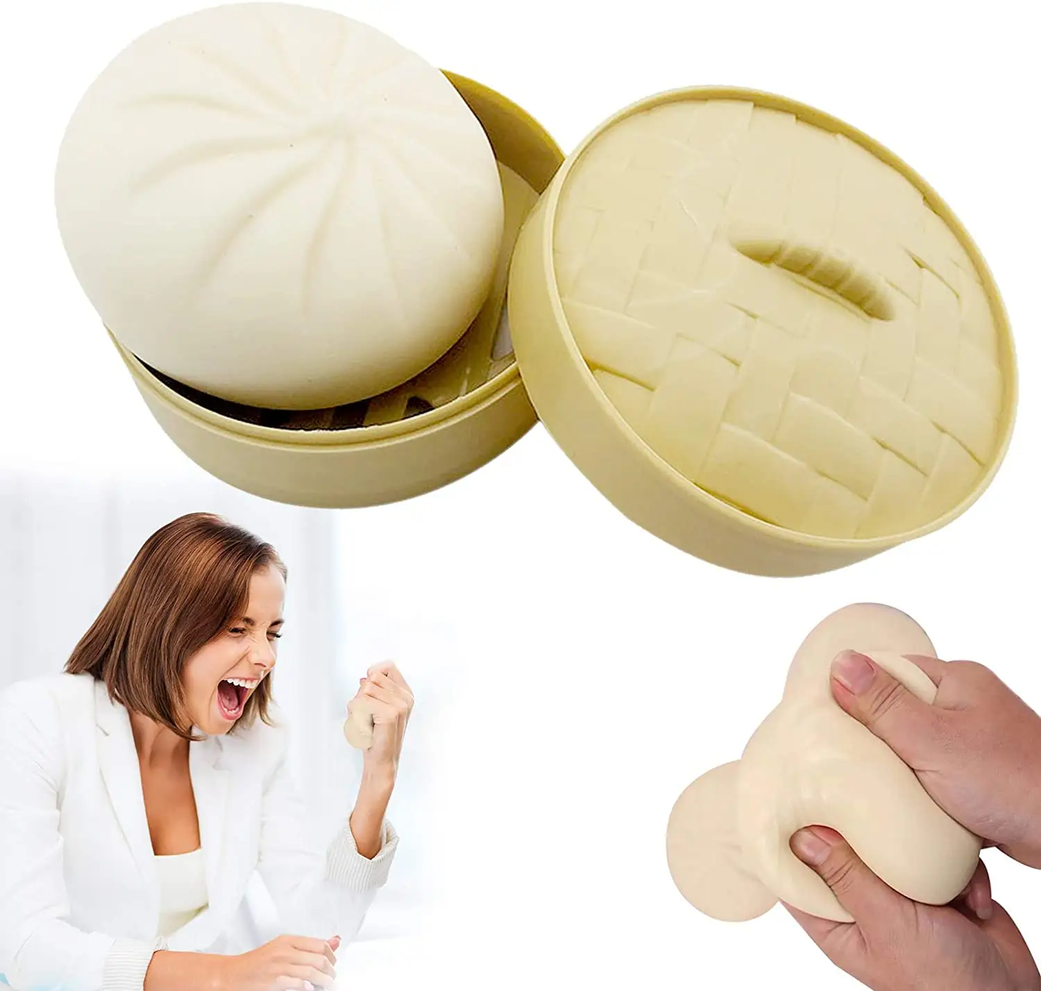 Hot Sale Chinese Food Bun Shaped Squishy Anti Stress Fidget Toy Stress Ball