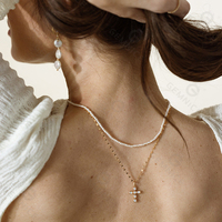 Gemnel Meilleur Prix Bijoux de Mode Anti-ternissement Pendentif Croix en Argent 925 avec Nacre Collier
