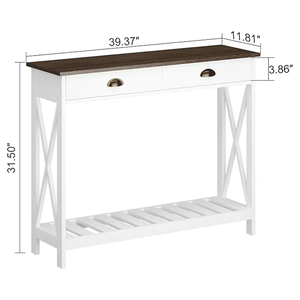 GE HENG Z-G-2 Table <span class=keywords><strong>console</strong></span> en MDF noir 2 tiroirs Étagère ouverte Design pliable Hauteur réglable Gain de place Convertible ergonomique - Product Image 3