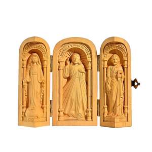 <span class=keywords><strong>Triptyque</strong></span> Catholique Sculpté CNC en <span class=keywords><strong>Bois</strong></span>, Boîte de Prière, Décoration de Table Religieuse, Ornement Cadeau Dévotionnel Chrétien - Product Image 1