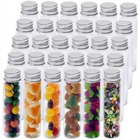 Bouteille en PET de qualité alimentaire pour bonbons gélifiés, forme tube à essai, avec bouchon à vis, pour snacks, chocolat, sucre, 50 ml, impression sérigraphique