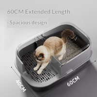 Bac à litière pour chat en acier inoxydable durable, design couloir entièrement fermé extra large pour chats domestiques