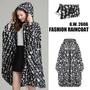 Impermeable Ligero Personalizado de Moda para Adultos, Estilo Motociclista Occidental, con Capucha Completa y Diseño Floral de Poliéster para Mujeres y Niñas - Product Image 1