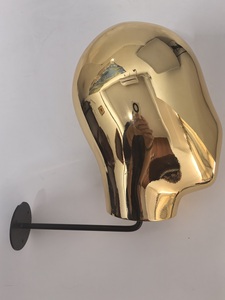 Luxury Boutique kim loại Tóc Giả hiển thị Hanger <span class=keywords><strong>Display</strong></span> racks Vàng mannequin Head Wall Mount - Product Image 5