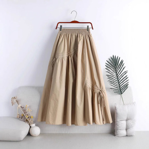 Women's Breathable Summer Silk Chiffon Umbrella Skirt High Waist Drawstring <strong>Bow</strong> Solid Medium Long Irregular New <strong>Large</strong> Swing - Product Image 3