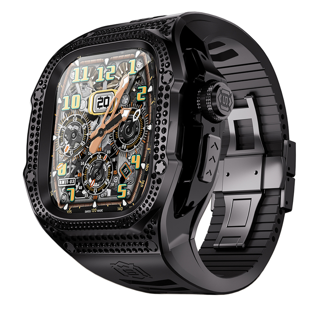 Luxury 316L Stainless Steel Case with Rhinestone for Apple Watch Ultra 2/Ultra 49mm Rugged Military Protective Metal Watch Cover