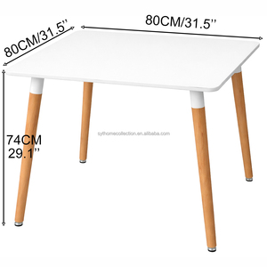 Tavolo da Pranzo Quadrato in Stile Nordico con Piano Bianco e <span class=keywords><strong>Gambe</strong></span> con Finitura Naturale <span class=keywords><strong>per</strong></span> Cucine di Piccoli Appartamenti e Ristoranti - Product Image 2
