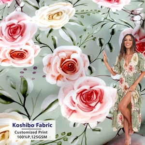 Thấp Moq Koshibo In Kỹ Thuật Số Tùy Chỉnh Hoa Mô Hình 100% Polyester <span class=keywords><strong>Crepe</strong></span> Koshibo In Vải Cho Abaya Ăn Mặc - Product Image 1