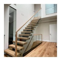 Escalier en acier de haute qualité, cadre en bois, marches ouvertes, escalier intérieur avec garde-corps en câble métallique