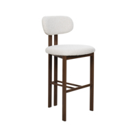 Tabouret de bar moderne rembourré avec structure en métal, tissu doux blanc crème, pour la maison, l'îlot de cuisine, le café, le restaurant