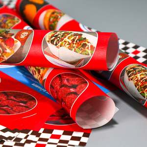 Papier alimentaire anti-graisse imprimé personnalisé 12x12 pouces pour l'emballage de sandwichs et les collations de traiteur, pizza, pain, petit MOQ, revêtement PE - Product Image 3