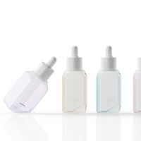Design unique personnalisé 1oz 30ml pour crème pour le visage compte-gouttes d'huile essentielle de sérum cosmétique vide en plastique PET transparent