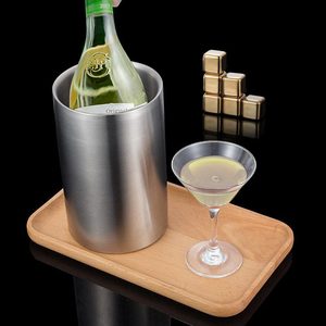 Seau à glace en acier inoxydable à double paroi épaissi, de forme cintrée, 2 L, pour le vin et les bars, marque Unisweet - Product Image 3
