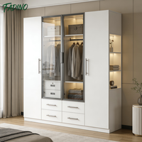 Armoire de chambre moderne en bois massif assemblée sur mesure, avec espace de rangement indépendant pour vêtements – Meilleure vente