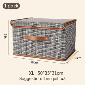 家庭用衣類収納ビンふた付き折りたたみ式収納ボックスキャリーハンドル付きファブリック衣類オーガナイザー - Product Image 6