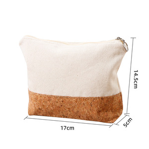 IStapromo Gifts Custom Cork Canvas Pencil <b>Case</b> Eco Friendly Cotton Blank Pouch Stationery Bag With Kraft Paper Look Student Gift - Product Image 2