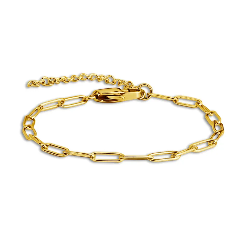 Fashion Design Stainless Steel Adjustable Thin Clip Chain Link Women Bracelets Permanent Jewelry