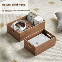 Scatola portaoggetti in legno massello di noce nero, organizer da scrivania per cosmetici, libri, documenti, articoli domestici, cesto in legno