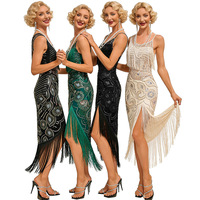 Robe de soirée élégante style Gatsby des années 20, ornée de paillettes et de franges, costume rétro pour danse latine, robe de fête d'Halloween, robe de cocktail
