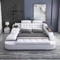 Lit intelligent en cuir de luxe multifonctionnel Tatami King Size avec rangement, haut-parleur musical et rembourrage doux – Offre Spéciale