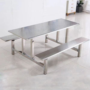 Mesa de Comedor Moderna para Ocho Personas, Diseño de Acero Inoxidable para Cafeterías Escolares y Restaurantes, Muebles Metálicos para Comedor - Product Image 5