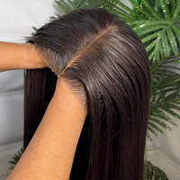 Peluca de Cabello Humano Indio Virgen con Encaje HD, Cabello Humano 100% sin Pegamento con Cutícula Alineada, Pelucas con Frente de Encaje para Mujeres Negras