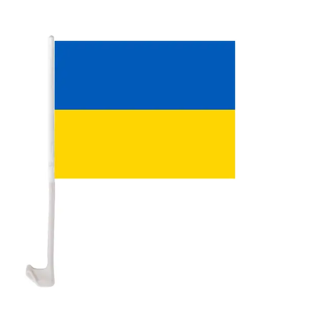 New Design Mini Customized Polyester Diy White Car Window Flag Sublimation Custom Blank Car Ukraine Flag With Pole Plastic