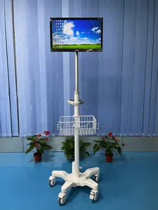 High-End Custom Ziekenhuis Verpleging Gebruik Hoogte Verstelbare Medische Tablet Winkelwagen En Medische Monitor Trolley