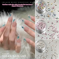 Hua Zi Cy1366 Accessoires de nail art en forme de feuille d'érable, diamants étincelants incrustés de cristal K9, fond plat, rose, bleu, champagne