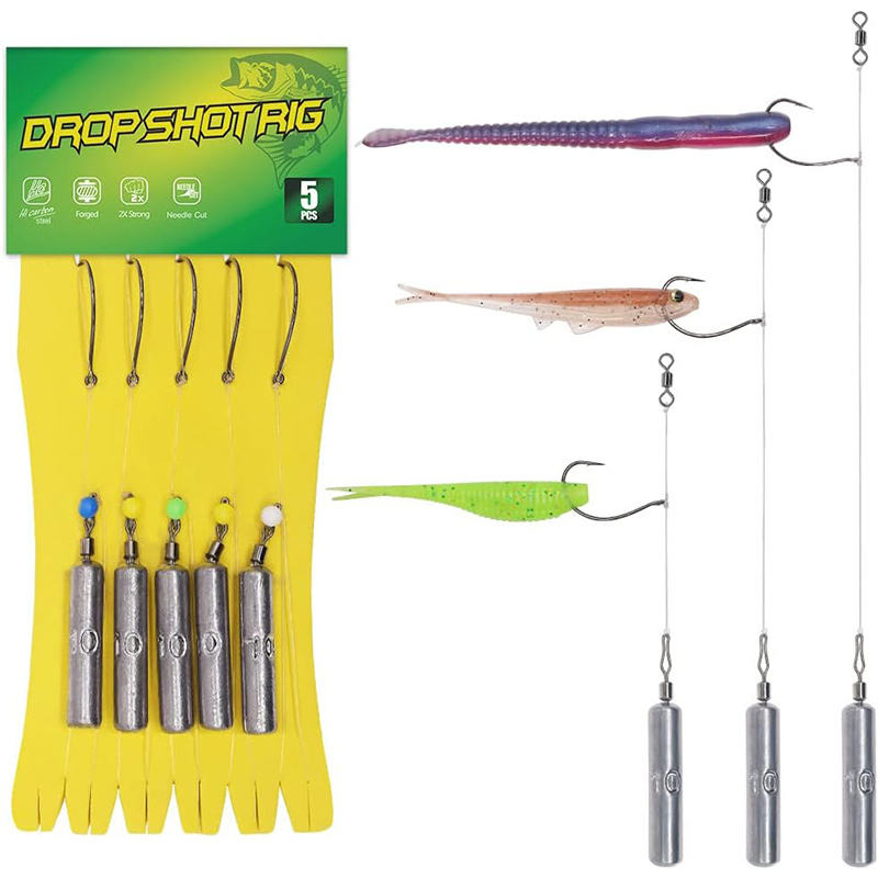 Barrel Swivel Pre-Rigged Texas Rigs For Bass Fishing (5-Pack