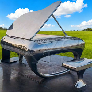 Sculptures de piano 3D en acier inoxydable sur mesure, polies à la main, couleur personnalisée, sur le thème de la musique, de haute qualité pour l'intérieur - Product Image 3