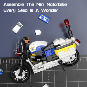 FEIMIBOX FL5490 Mini Moto de Ladrillos Azul, Bloques de Construcción de Plástico ABS, Caja de Exhibición, Regalo para los Amantes de la Moto Clásica FL5490 Realista - Product Image 5