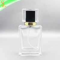 Flacon pulvérisateur de parfum vide de 50 ml (1,7 oz) en verre transparent carré avec bouchon pulvérisateur