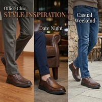 Chaussures mocassins pour hommes en cuir véritable texturé marron, confortables, avec logo personnalisé, vente en gros OEM