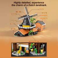 Reobrix 55019 2026 Nuevo Modelo de Museo de Molinos de Viento, Adorno de Escritorio, Juguetes Educativos para Adultos, Regalos Navideños, 4801 Piezas, Juego de Bloques de Construcción