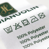 Étiquettes de soin personnalisées en satin JIANUOLIN pour vêtements, impression recto-verso, étiquettes d'instructions de lavage, fabriquées en Chine, faible MOQ 100 pièces