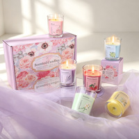 Bougie parfumée en verre floral personnalisée de luxe, vente en gros, mini bougie d'aromathérapie pour la décoration de la maison et les coffrets cadeaux