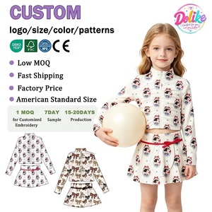 Conjunto de Dos Piezas para Niñas Pequeñas, con Estampado de Personajes, Cuello Alto con Cierre, Ropa Infantil Informal y Moderna - Product Image 1