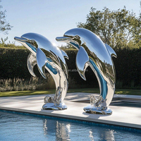 Grande décoration de piscine extérieure moderne circulaire de conception artistique personnalisée Sculpture en acier inoxydable de poisson d'art moderne