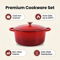 Ensemble de 7 ustensiles de cuisson modernes en fonte émaillée, comprenant une marmite à soupe et une poêle à frire, écologique et de grande capacité, pour la vente en gros