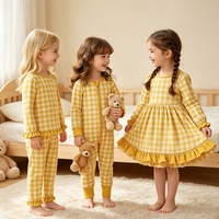 Collection de vêtements à volants en gingham rose pour bébés filles, robe à manches longues personnalisée, pyjama, barboteuse, couverture d'emmaillotage pour nourrissons