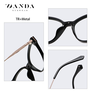 DANDA Women Cat Eye Eyeglasses <b>Frame</b> <b>Black</b> TR90 Full Rim Clear Lenses J836 - Product Image 5