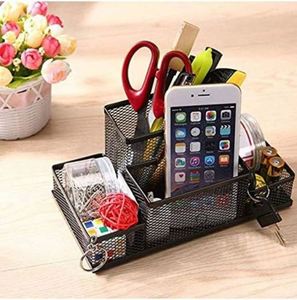 Office Home School Classroom Accessories Supplies Desk Organizer Desktop Mesh <b>4</b> Compartments <b>Pen</b> Pencil Holder Caddy - Product Image 4