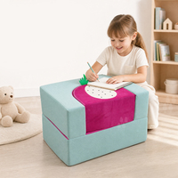 Canapé de jeu modulaire 3-en-1 pour bébé, personnalisé, en peluche courte Dragon Fruit, sans dossier, avec rangement, doux, confortable et pliable
