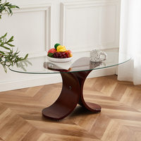 Table basse moderne minimaliste en verre trempé, design à double niveau, idéale pour les petits appartements, salons, bureaux et locations.