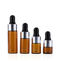 Flacon compte-gouttes en verre ambré de 3ml pour huiles essentielles Flacon compte-gouttes vide en verre avec bouchon à vis noir Flacon de parfum pour échantillon d'essai