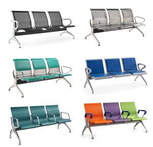 Panca in Pelle a 3 Posti, Sedia per Aeroporti, Seduta in Acciaio per Sale d'Attesa, Ospedali, Cliniche e Banche - Product Image 6