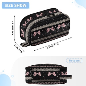 Pochette de papeterie personnalisée avec imprimé nœuds mignons et fermeture éclair, trousse scolaire, étui à crayons, organisateur d'accessoires essentiels pour le sac à dos des enfants - Product Image 3