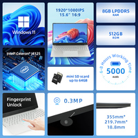 OEM 15.6 pollici Laptop 16GB RAM DDR4 512GB SSD fabbrica Direct Business Notebook Computer inglese tastiera